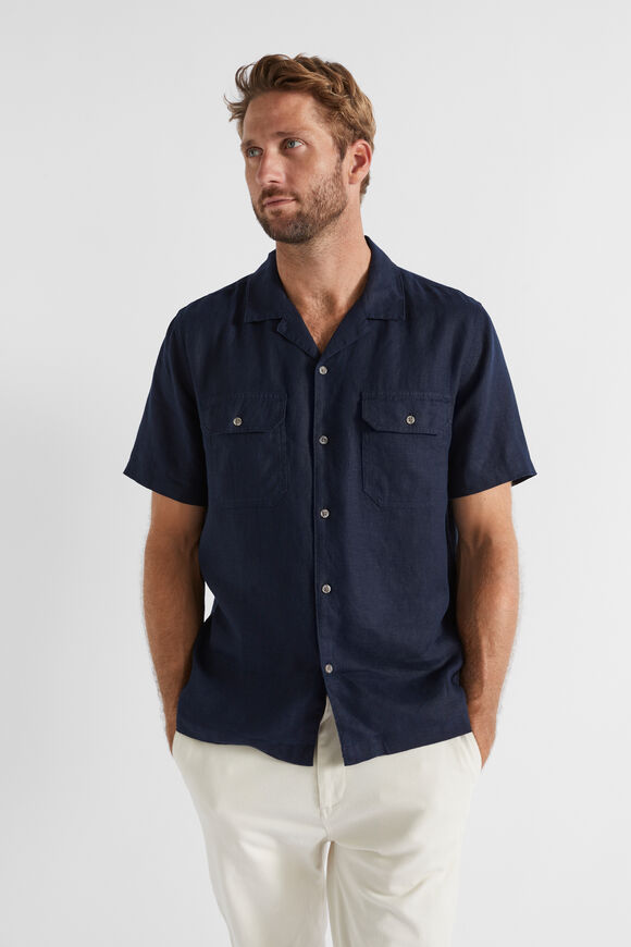 Linen Utility Shirt  Midnight Blue  hi-res