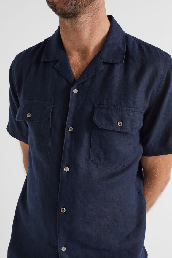 Linen Utility Shirt  Midnight Blue  hi-res