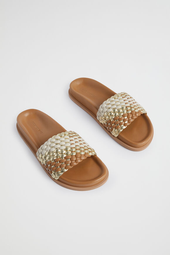 Fia Woven Footbed Slide  Caramel Multi  hi-res
