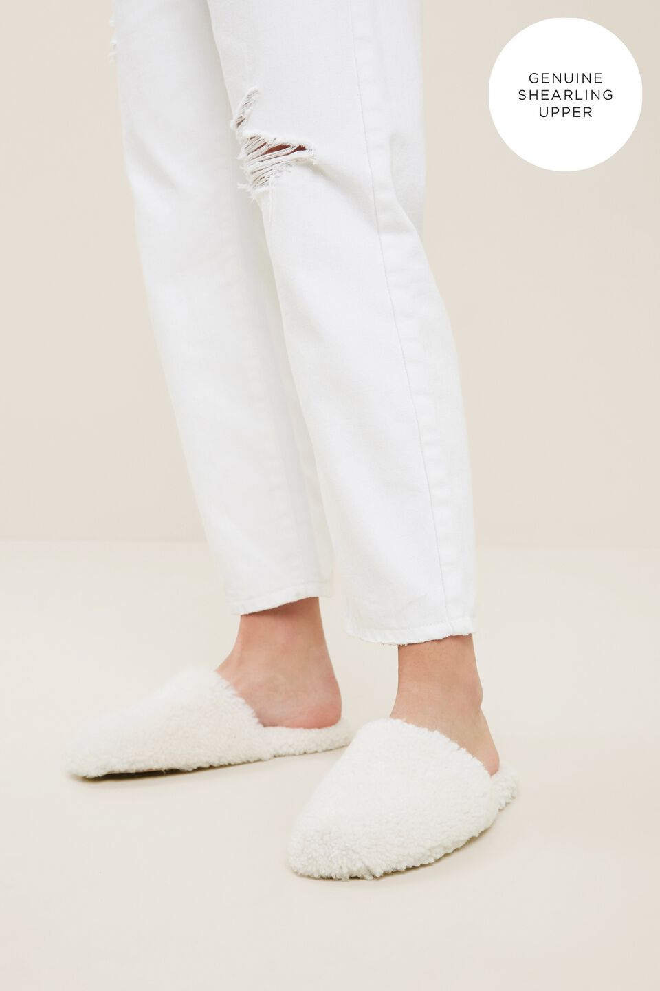 Bel Leather Slipper  Cream