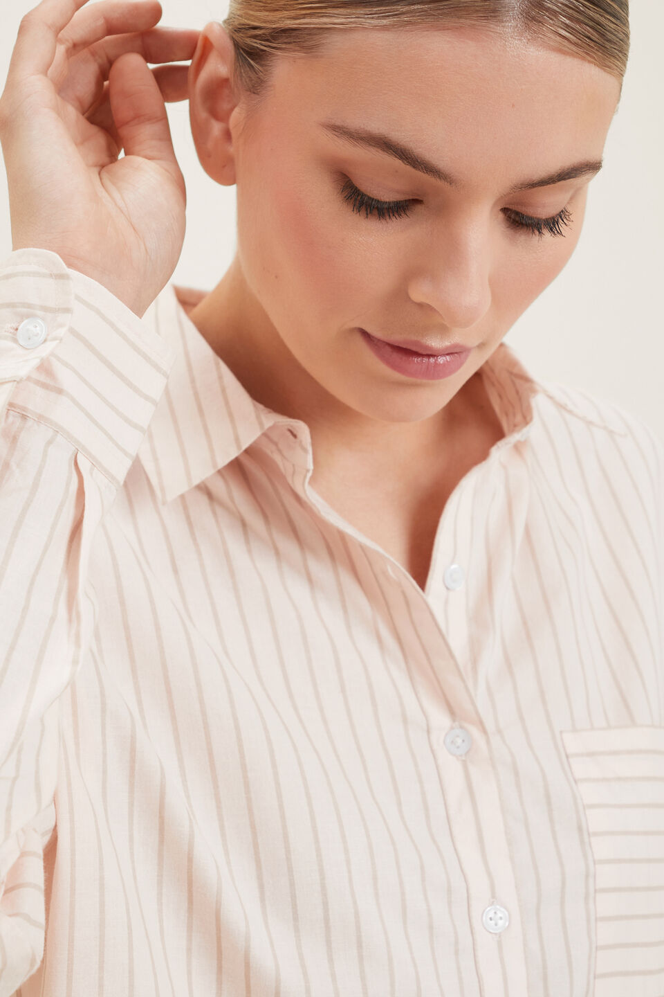 Stripe Voile Shirt  Pale Blossom Stripe