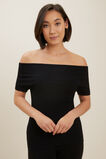 Boucle Off Shoulder Knit Top  Black  hi-res