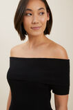 Boucle Off Shoulder Knit Top  Black  hi-res
