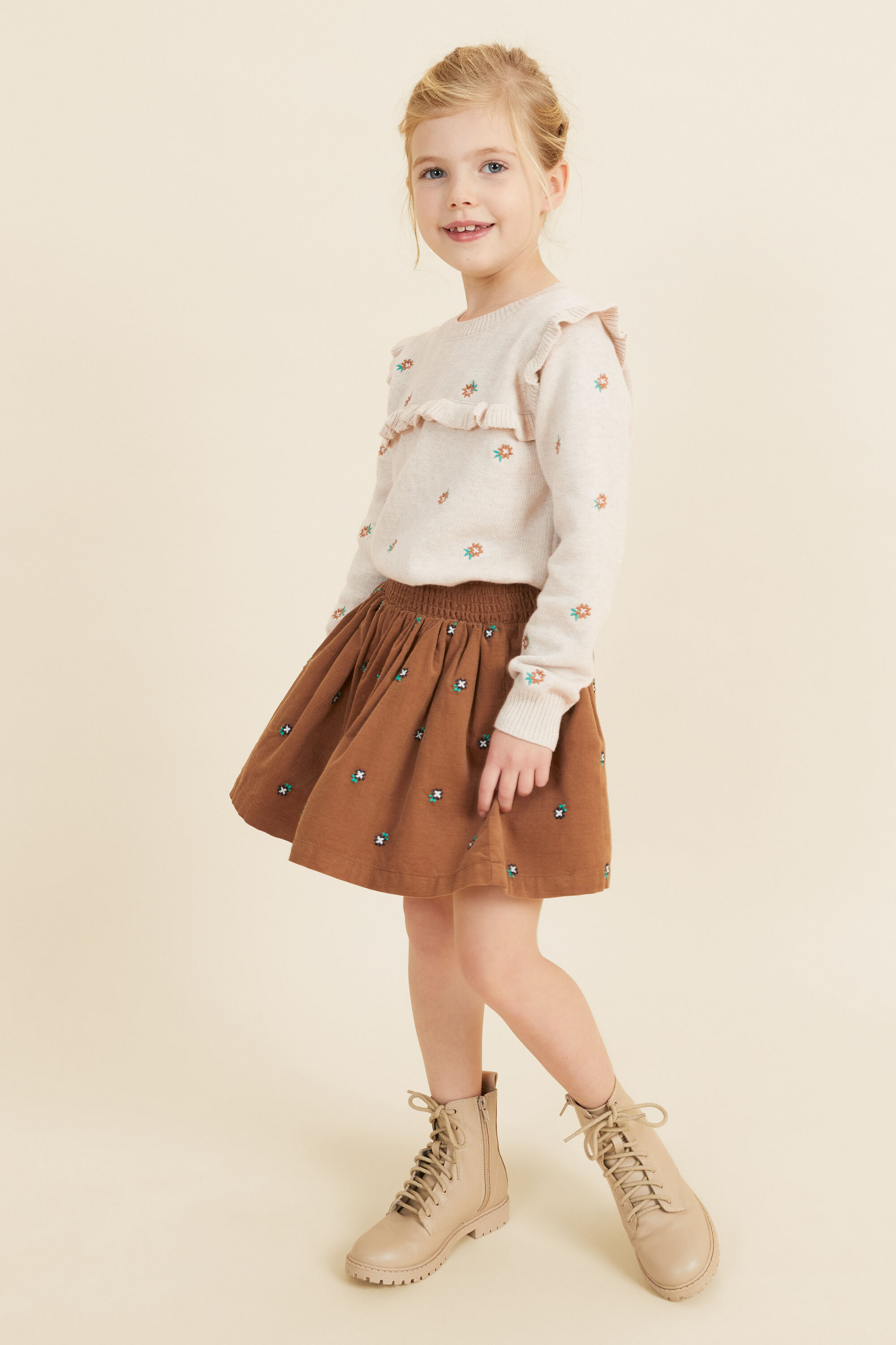 Embroidered cord sales skirt