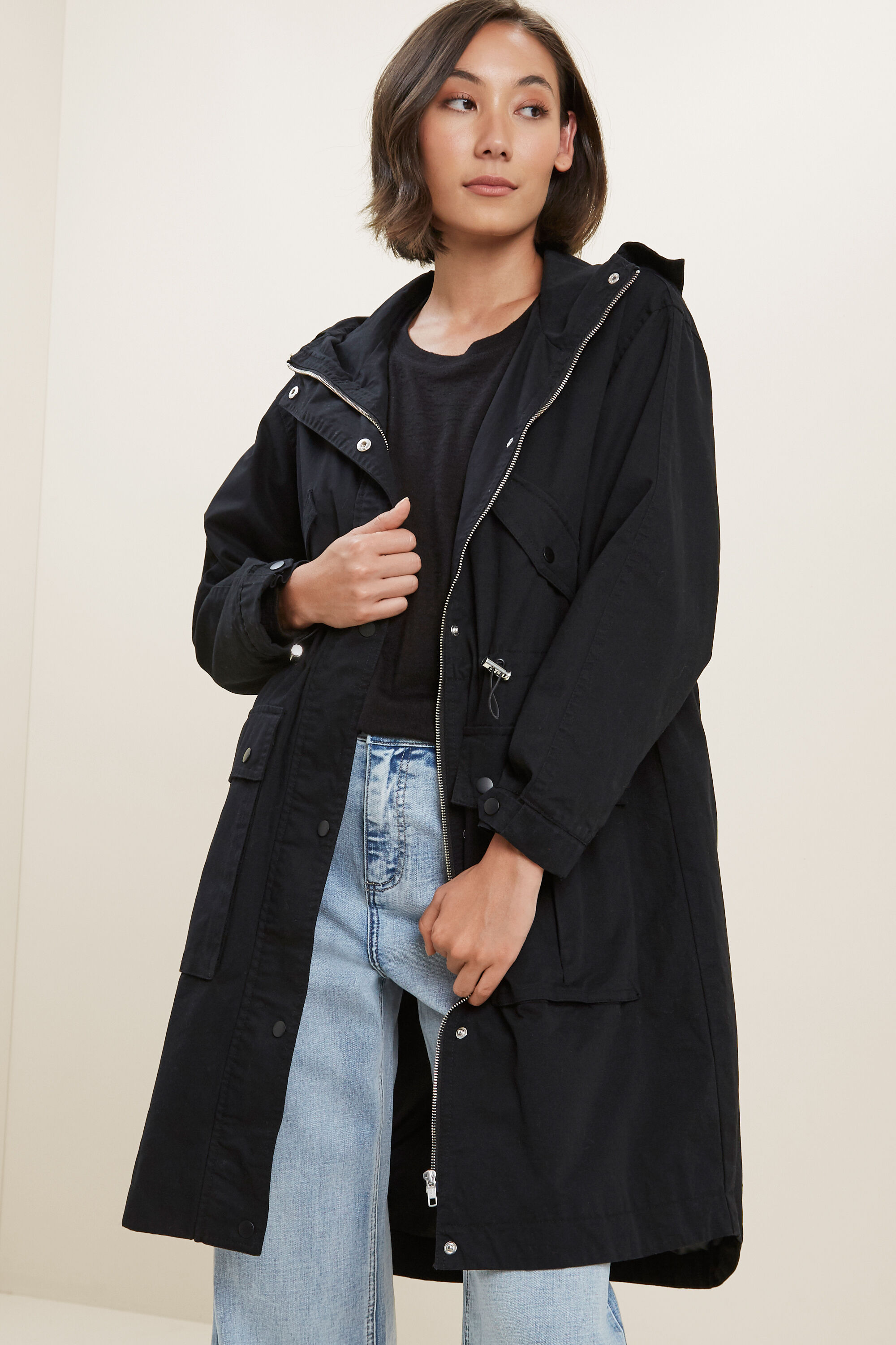 A line top parka coat