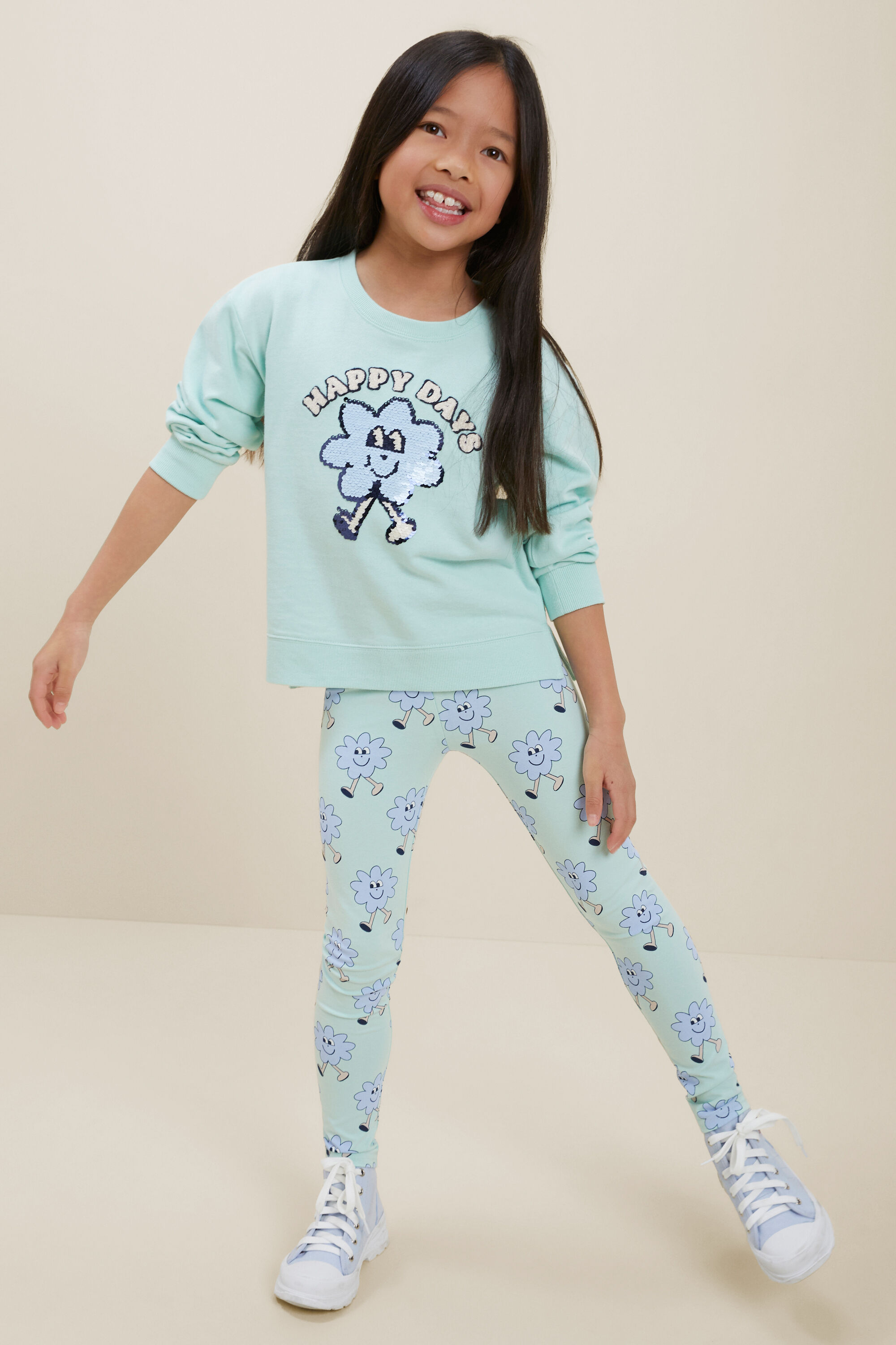 Aqua floral leggings online