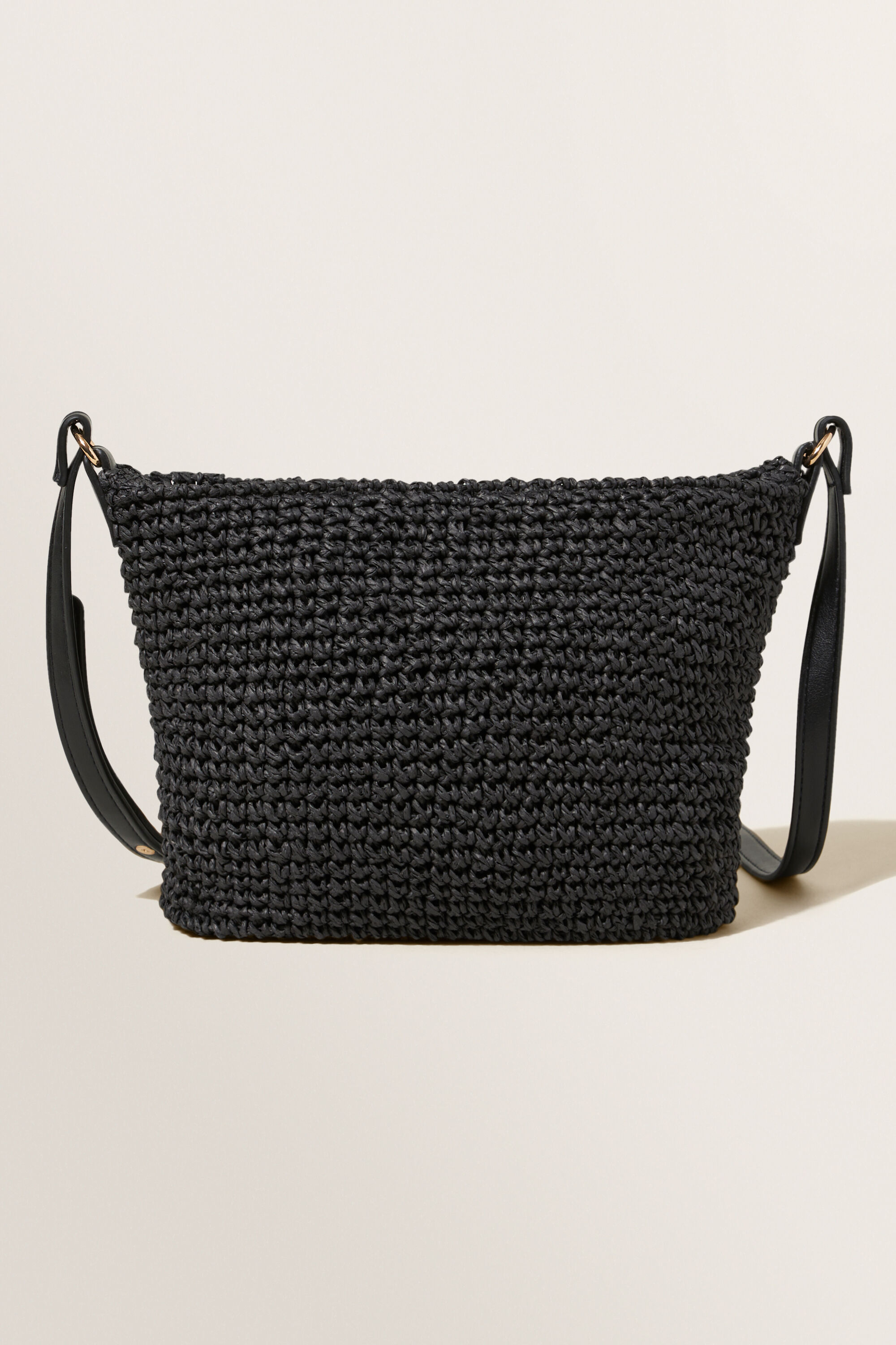 Black straw crossbody bag sales
