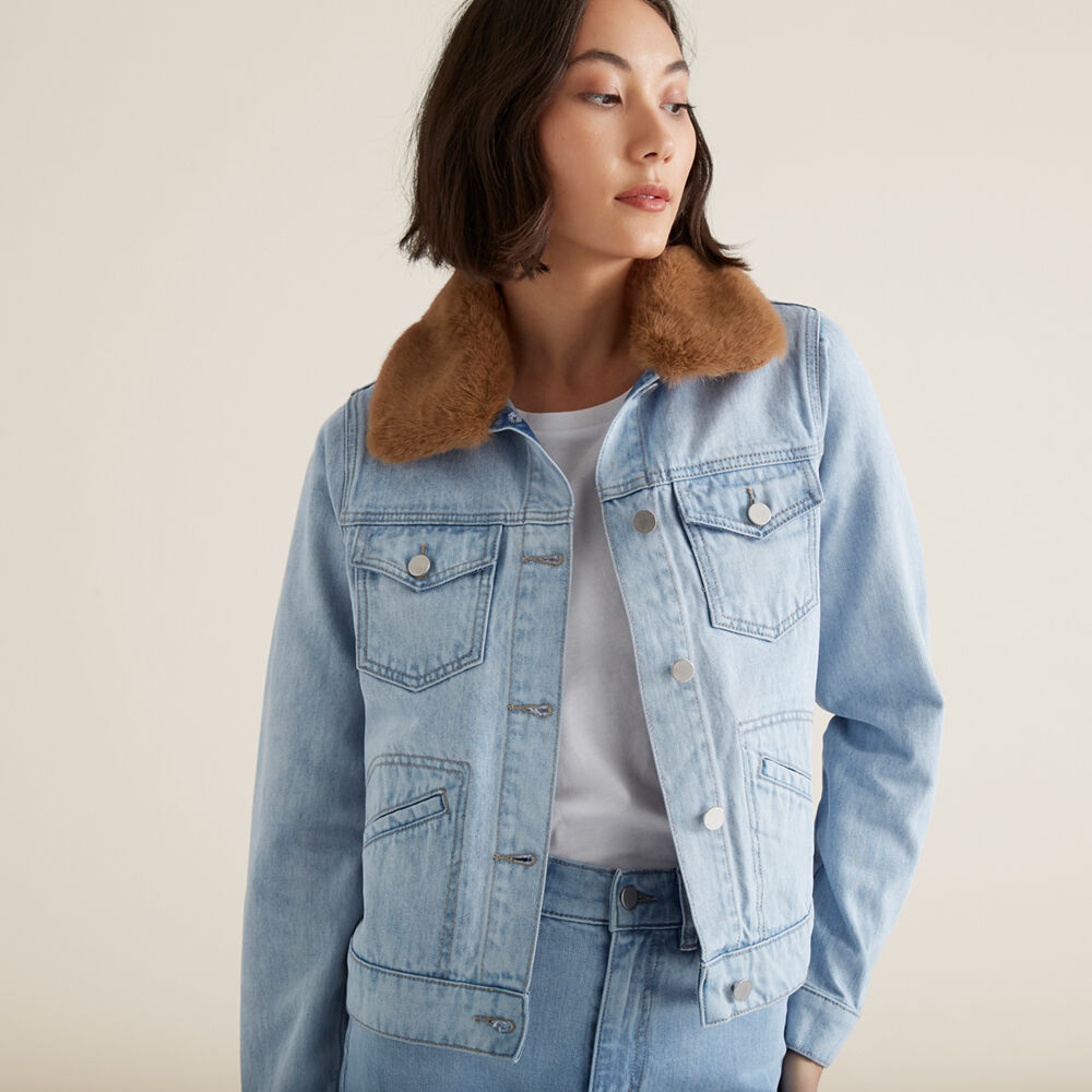 Topshop faux fur denim jacket top