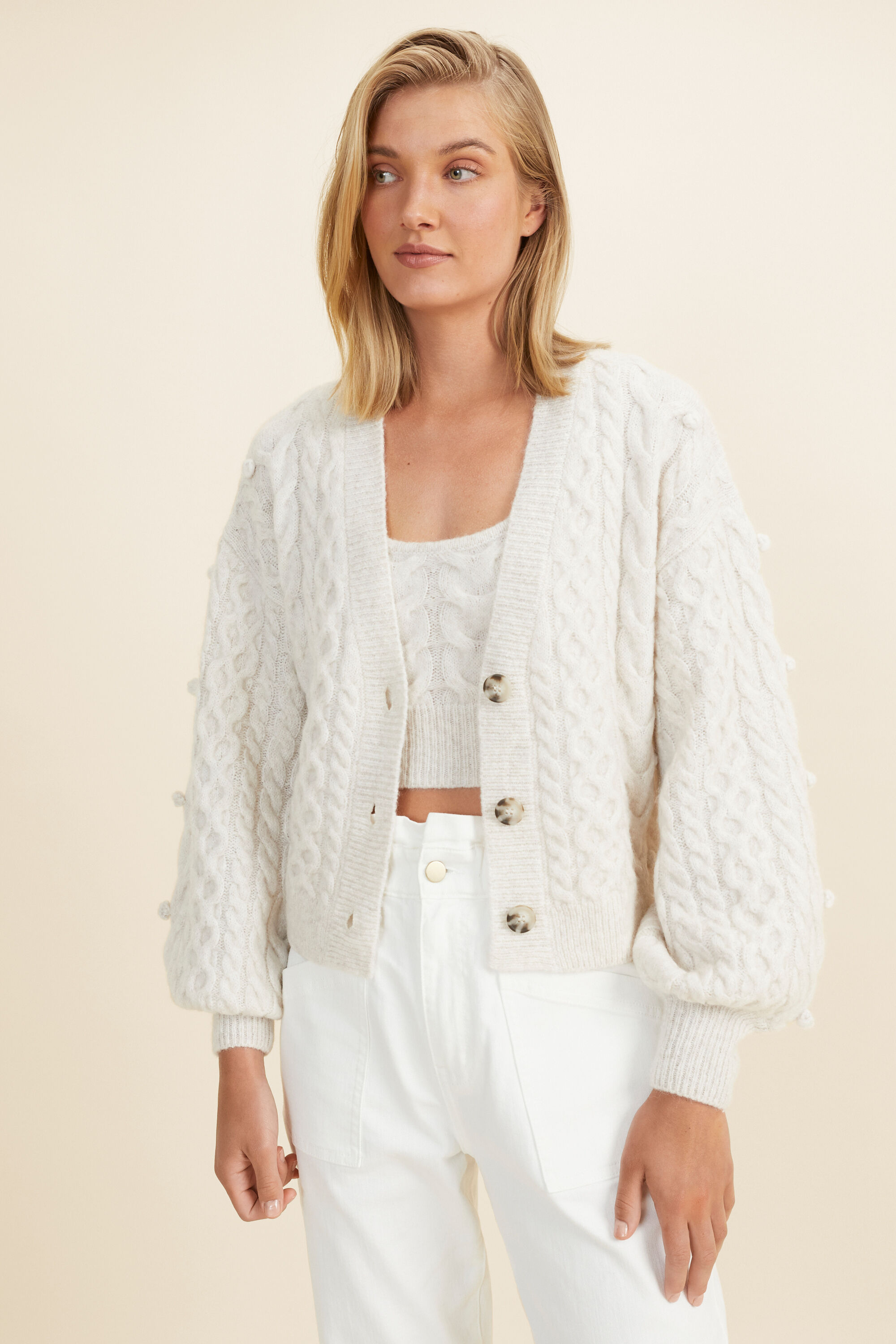 Chunky pom pom new arrivals cardigan