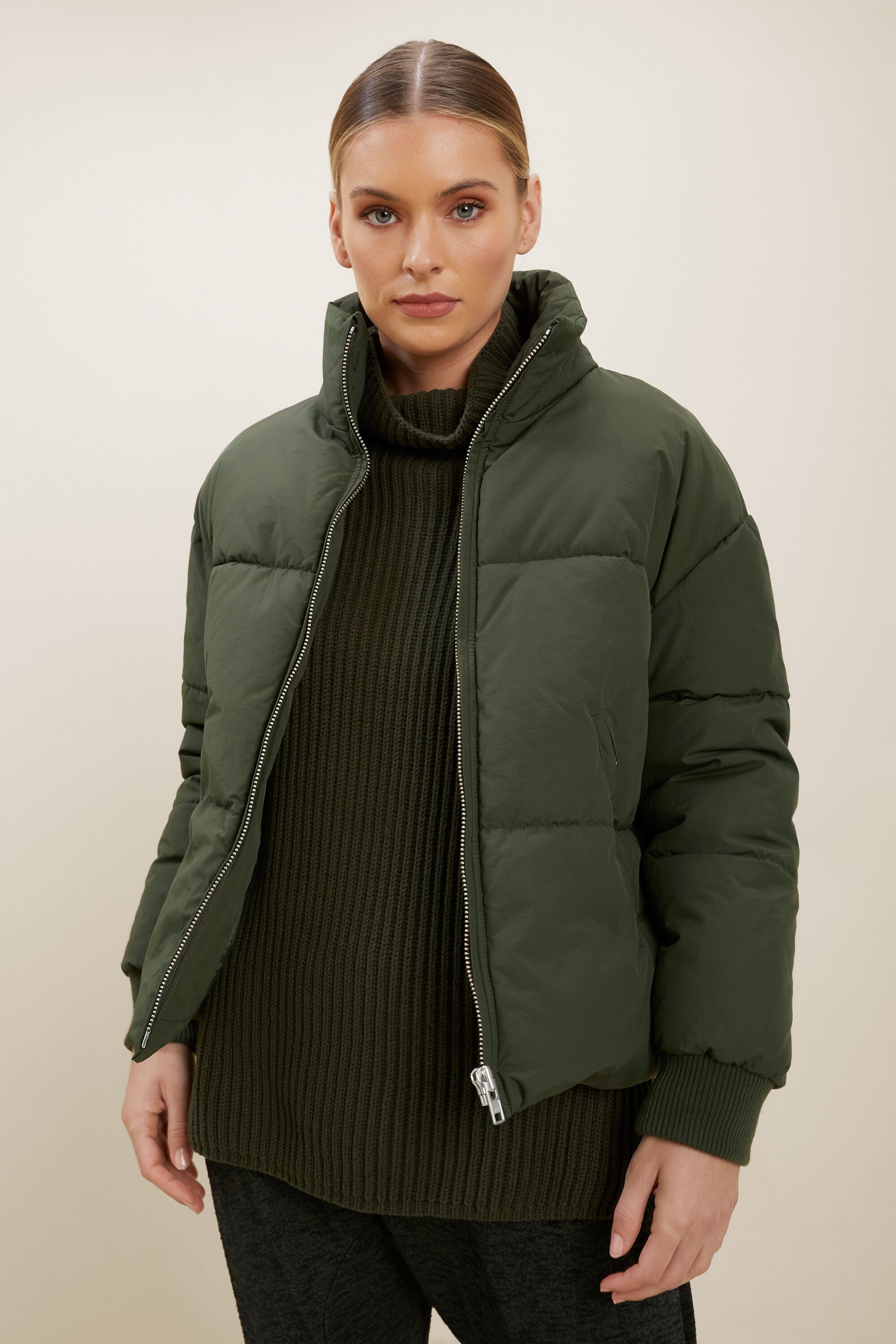 River island iridescent puffer jacket with funnel neck in oil slick on sale