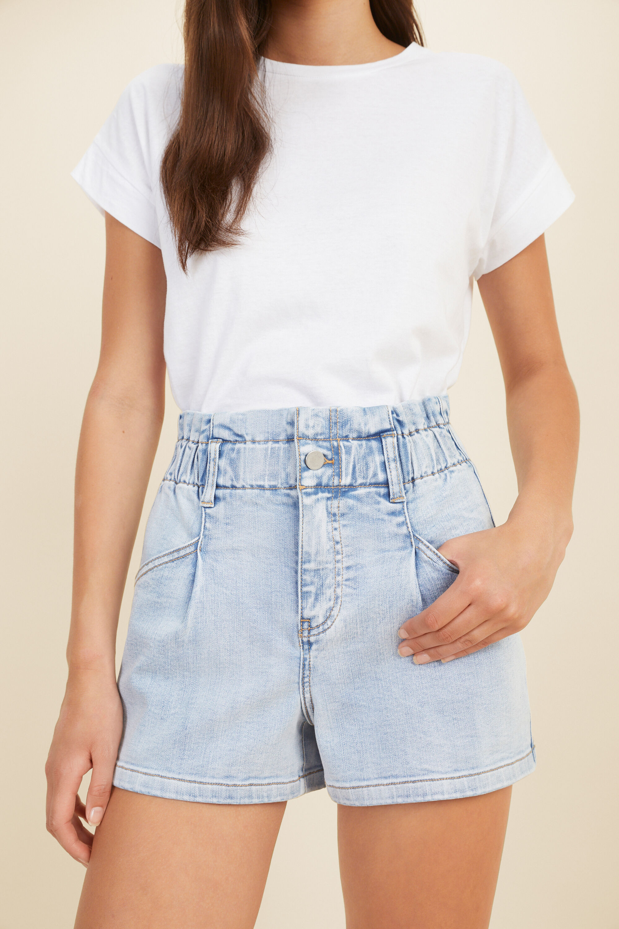 Denim paperbag 2024 waist shorts