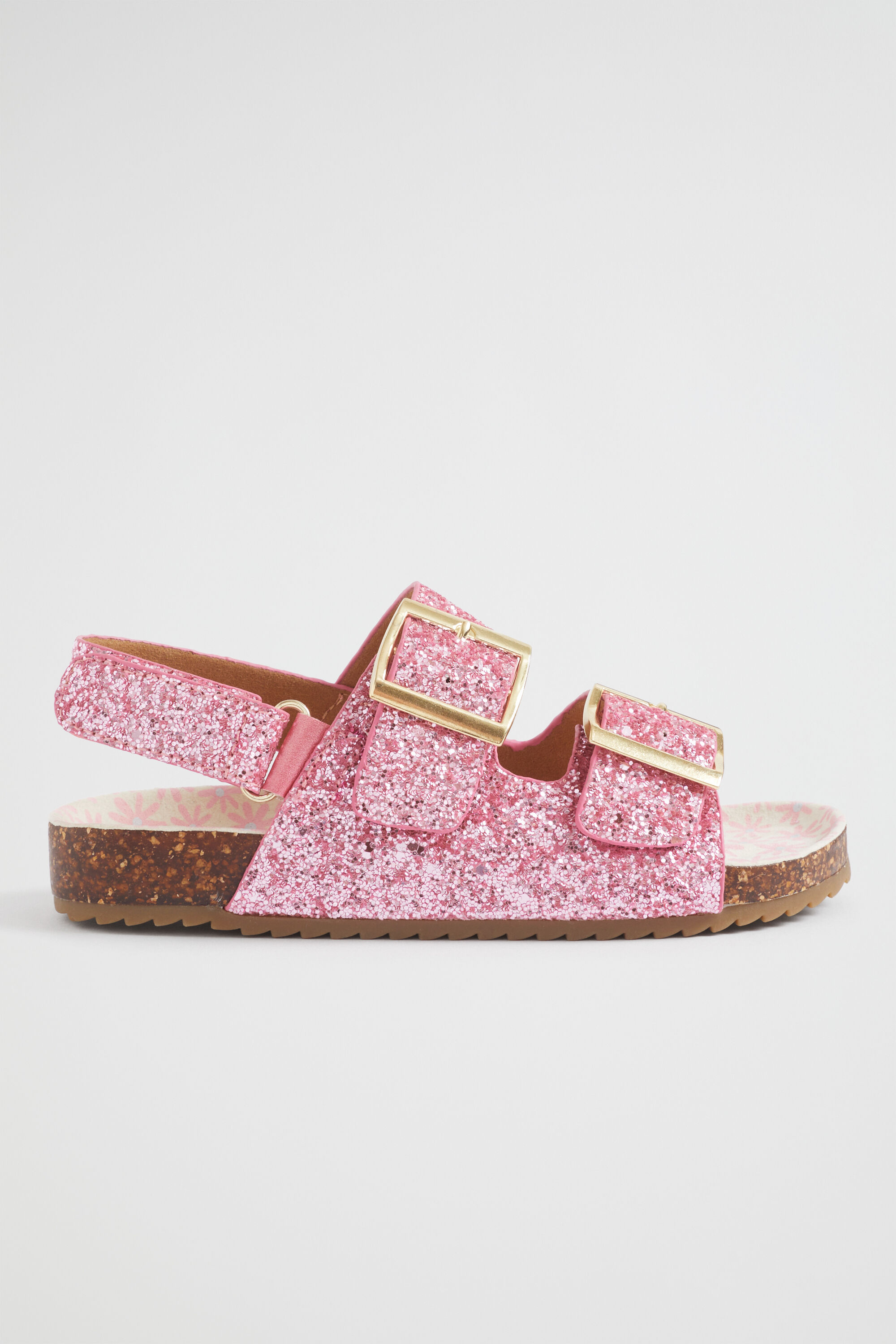 Glitter buckle slide top sandals