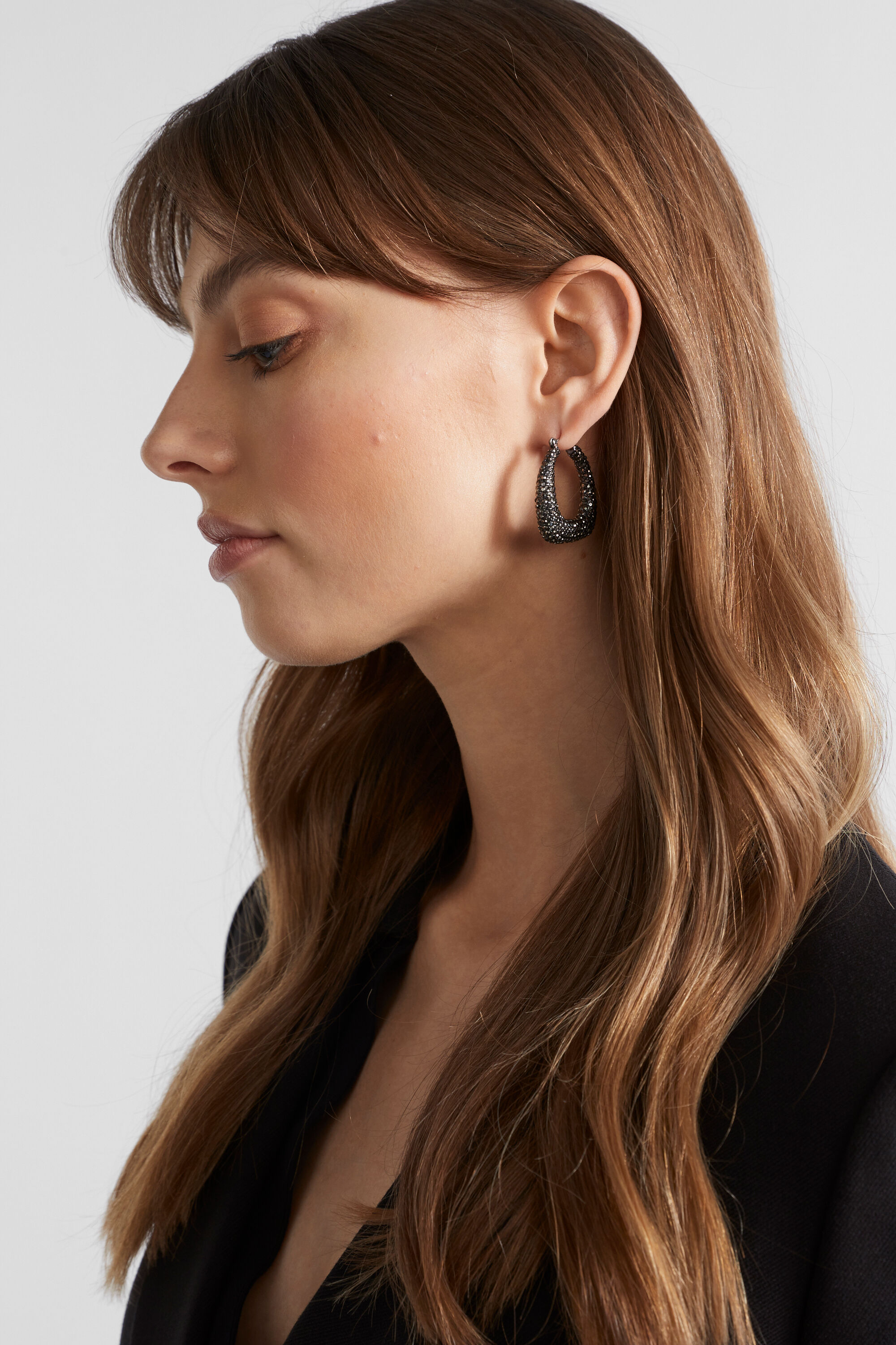 Gunmetal online hoop earrings