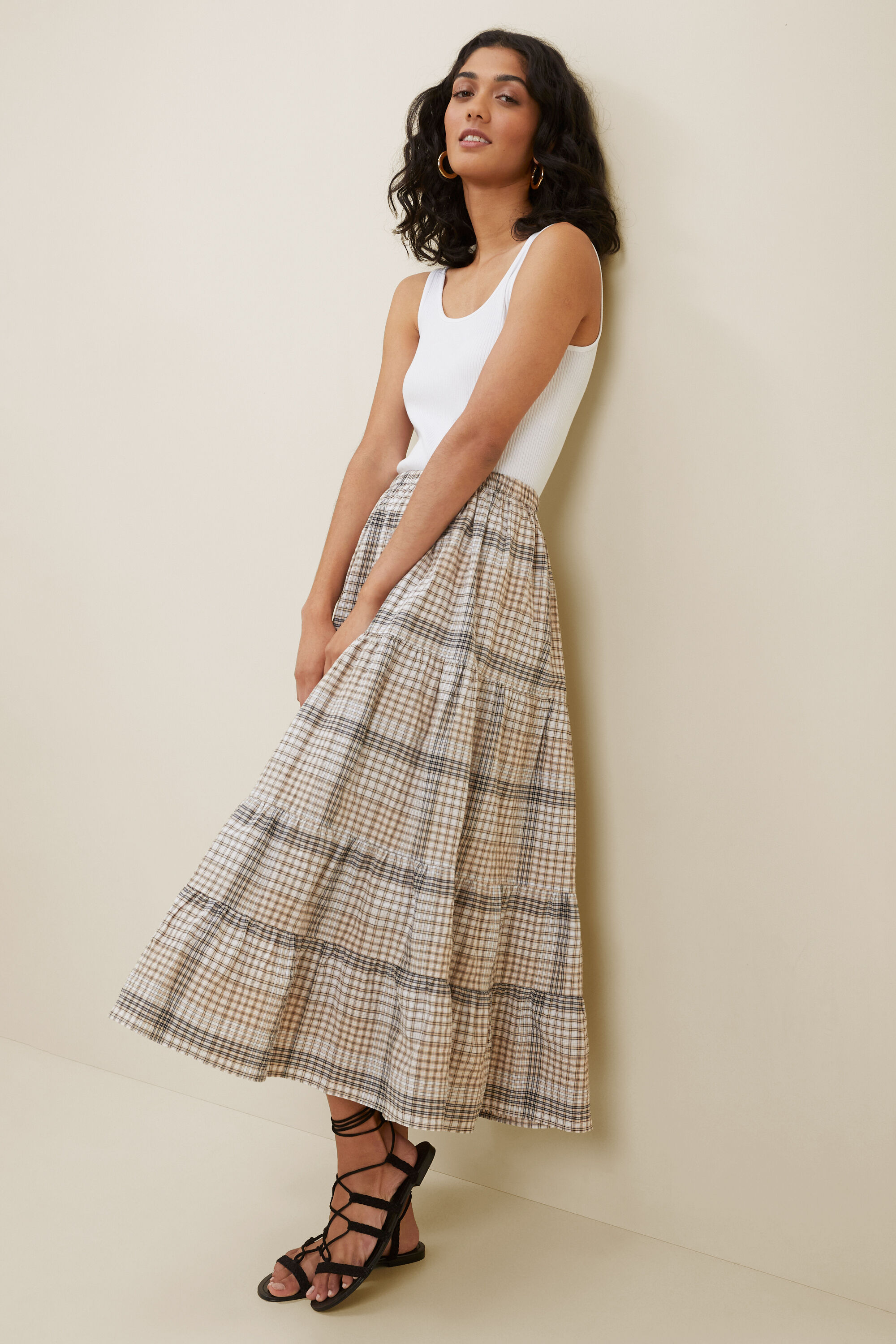 Check midi skirt sale