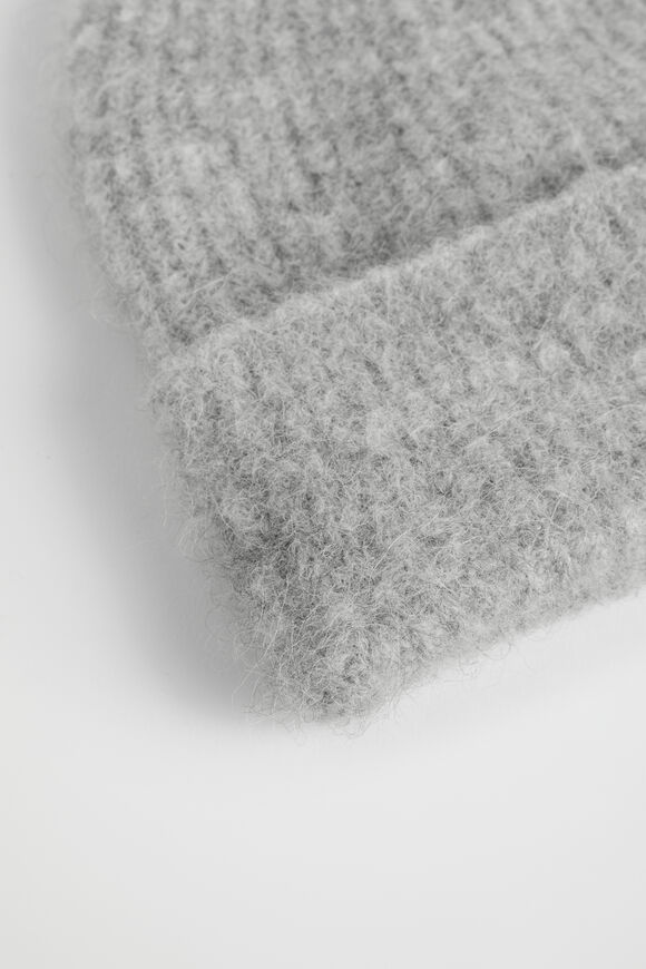 Fluffy Knit Beanie  Grey Marle  hi-res