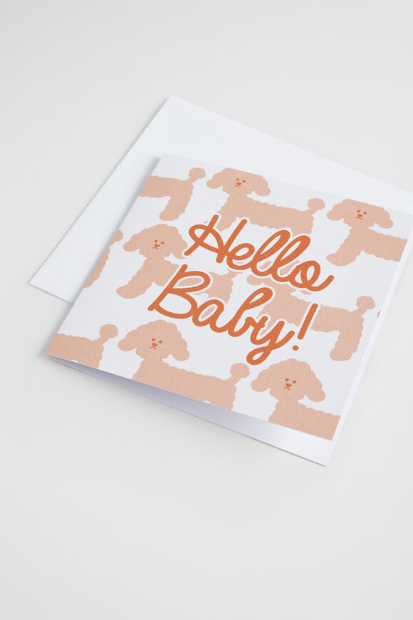 Large Hello Baby Dog Card  Rosewater  hi-res