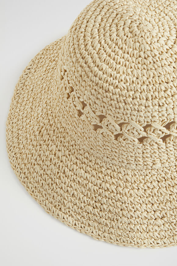 Crochet Straw Bucket Hat  Natural  hi-res