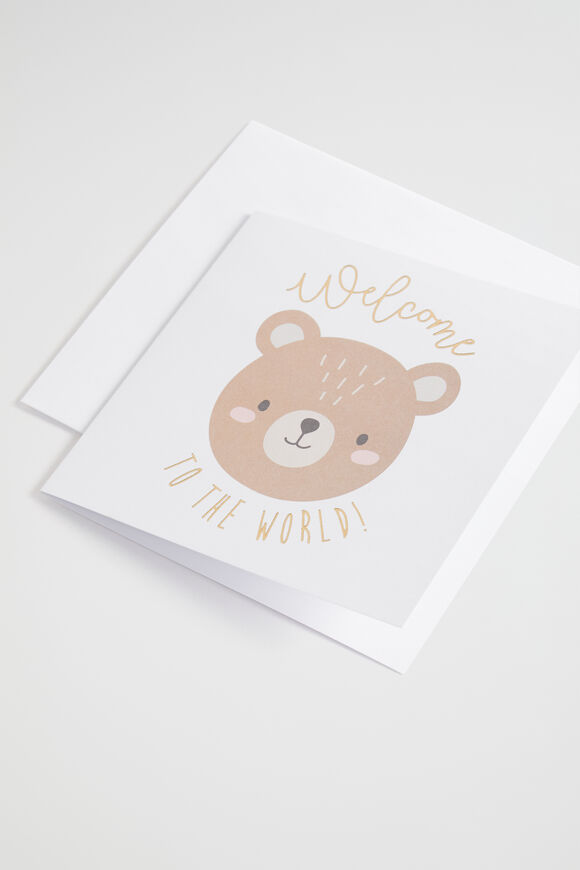 Large Welcome Baby Bear Card  Multi  hi-res