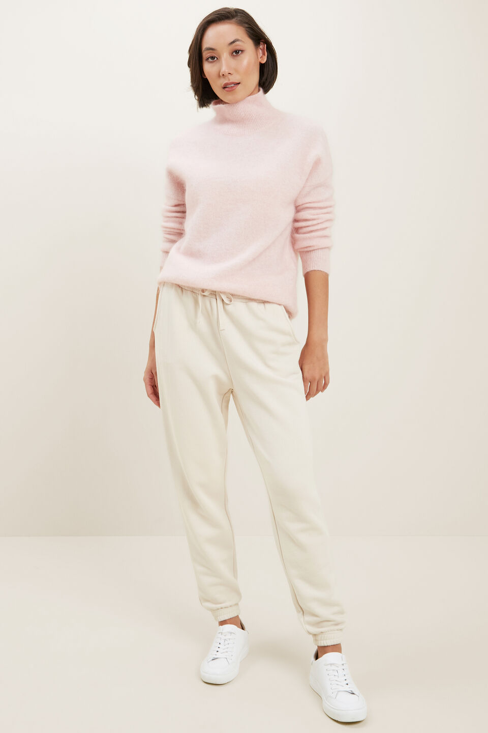 Mohair Roll Neck Sweater  Ash Pink Marle