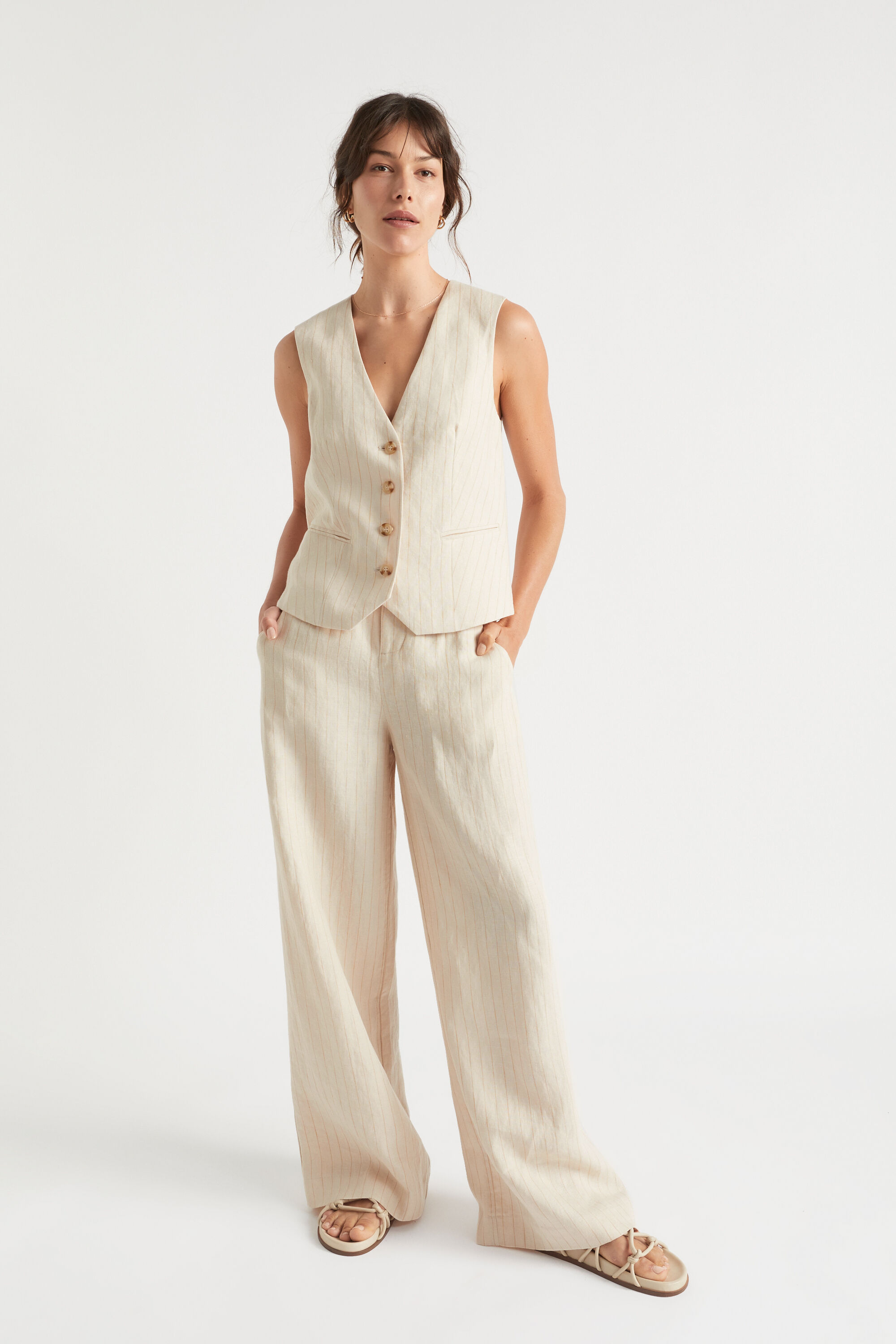 Linen Stripe High Waist Pant Seed Heritage