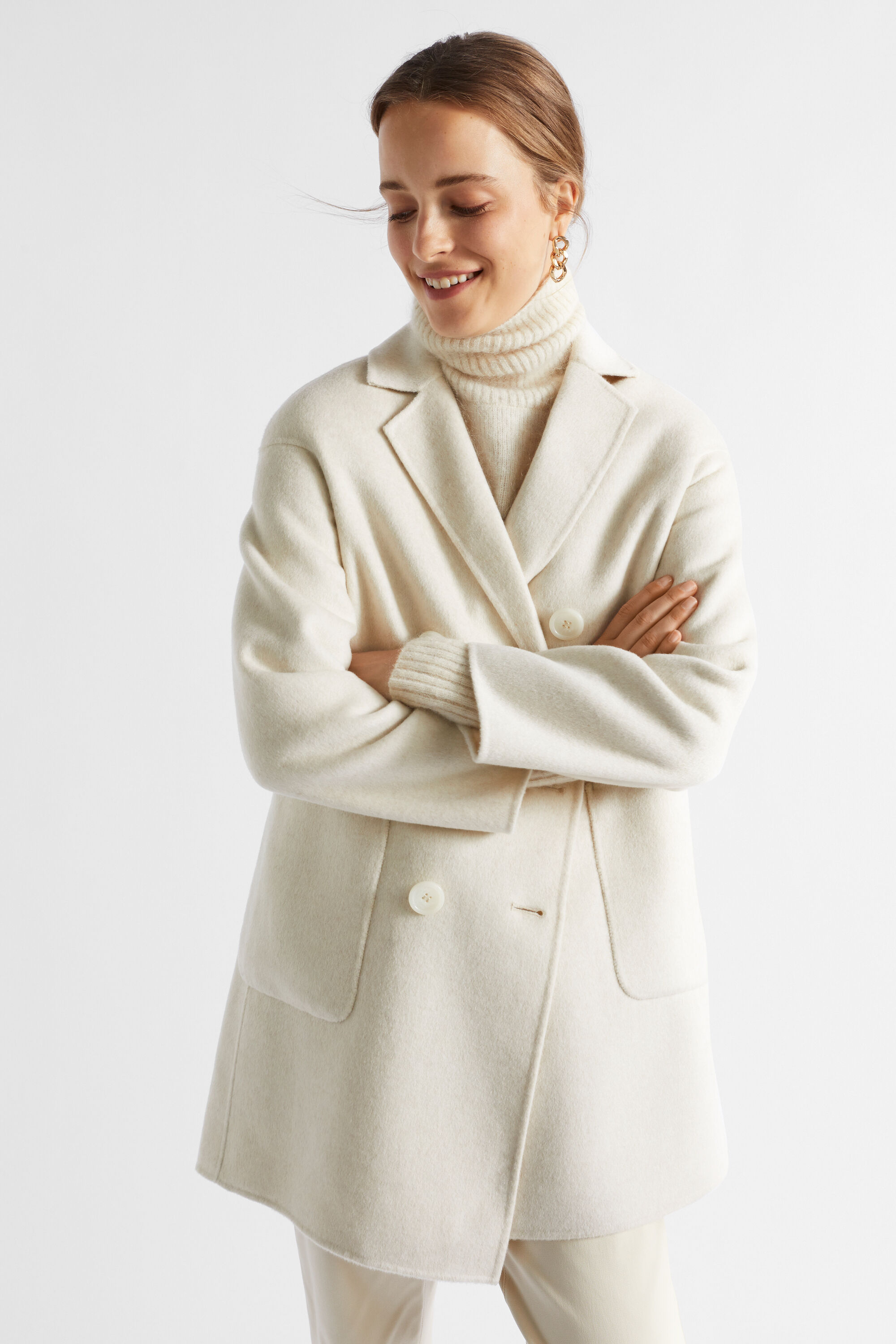 White wool pea outlet coat womens
