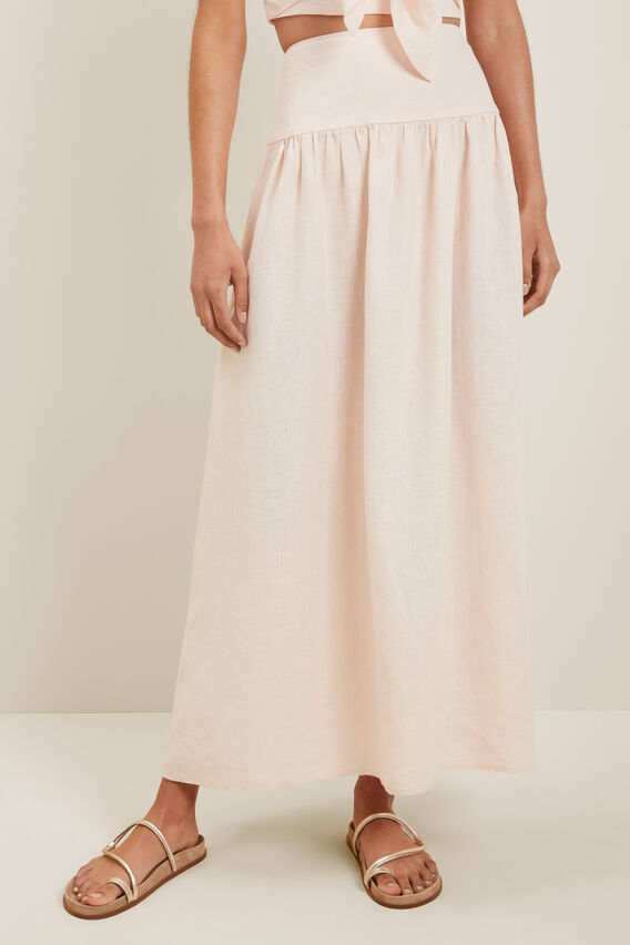Core Linen Gathered Maxi Skirt  Pale Blossom  hi-res