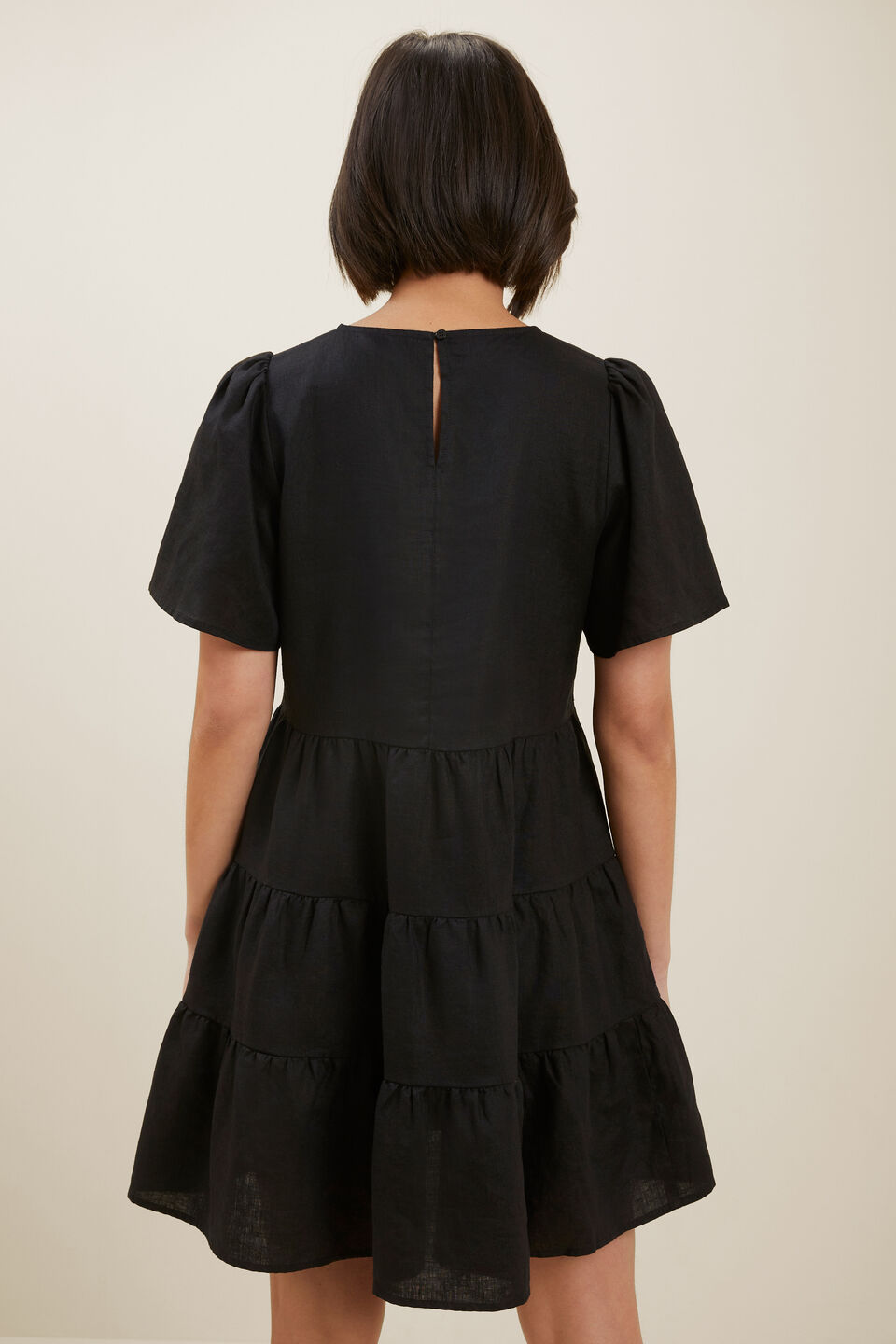 Core Linen Tiered Dress  Black  hi-res