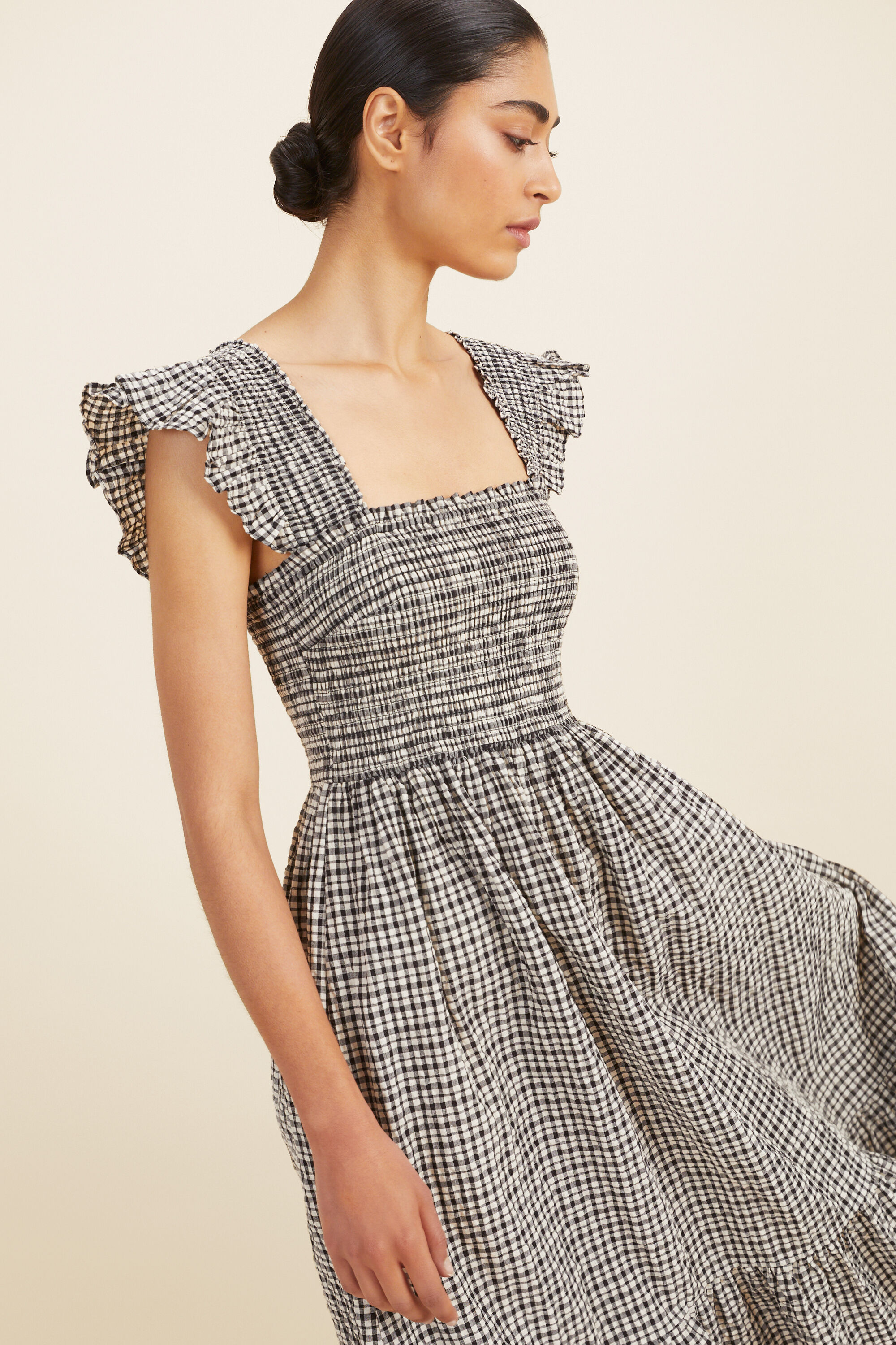 Gingham Tiered Midi Dress Seed Heritage