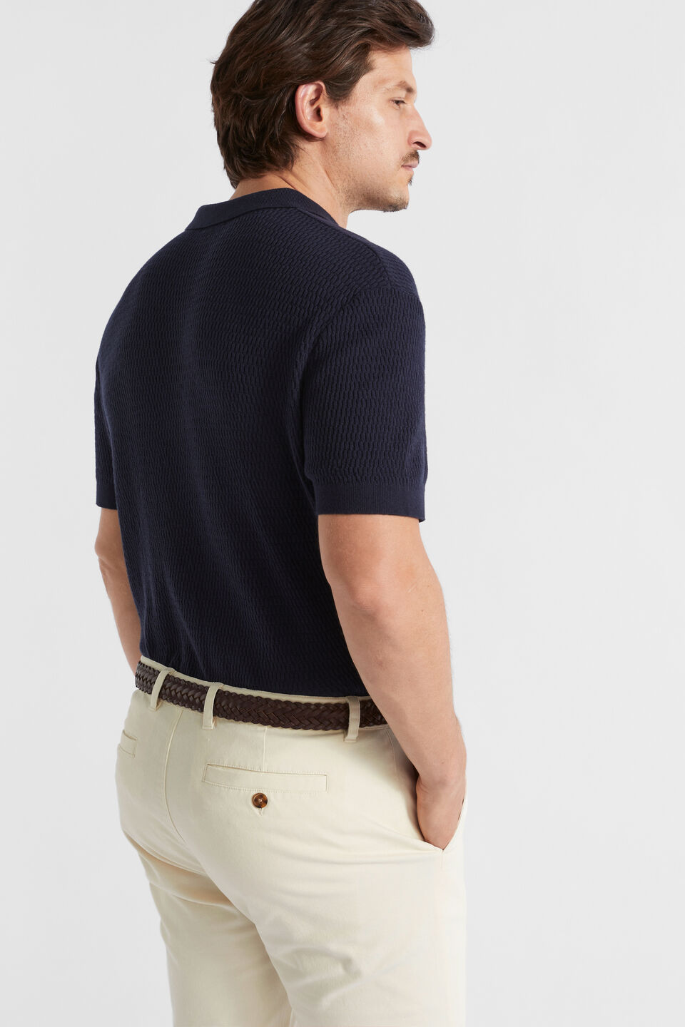 Knitted Trophy Polo  Midnight Blue