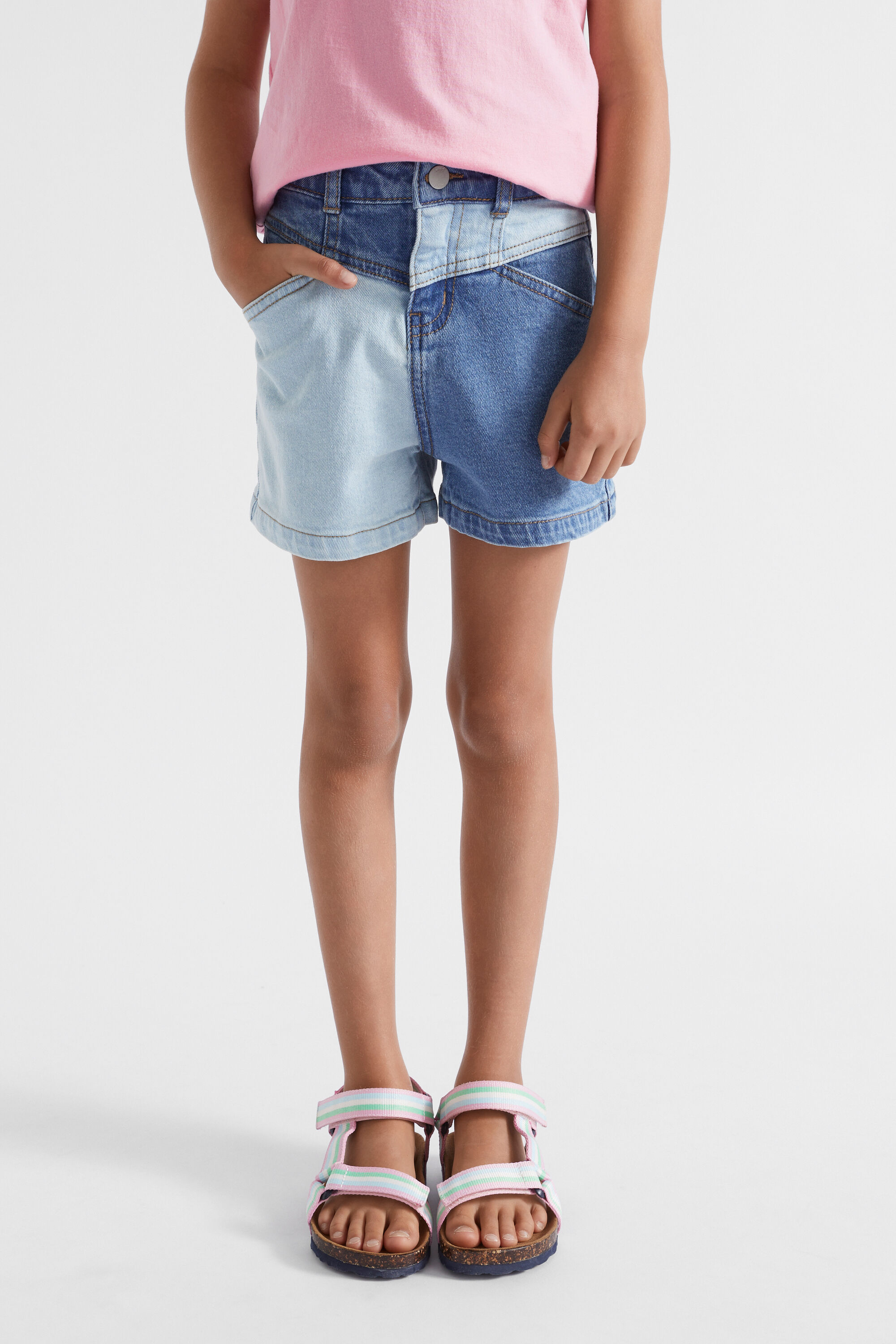 Colour block hot sale denim shorts