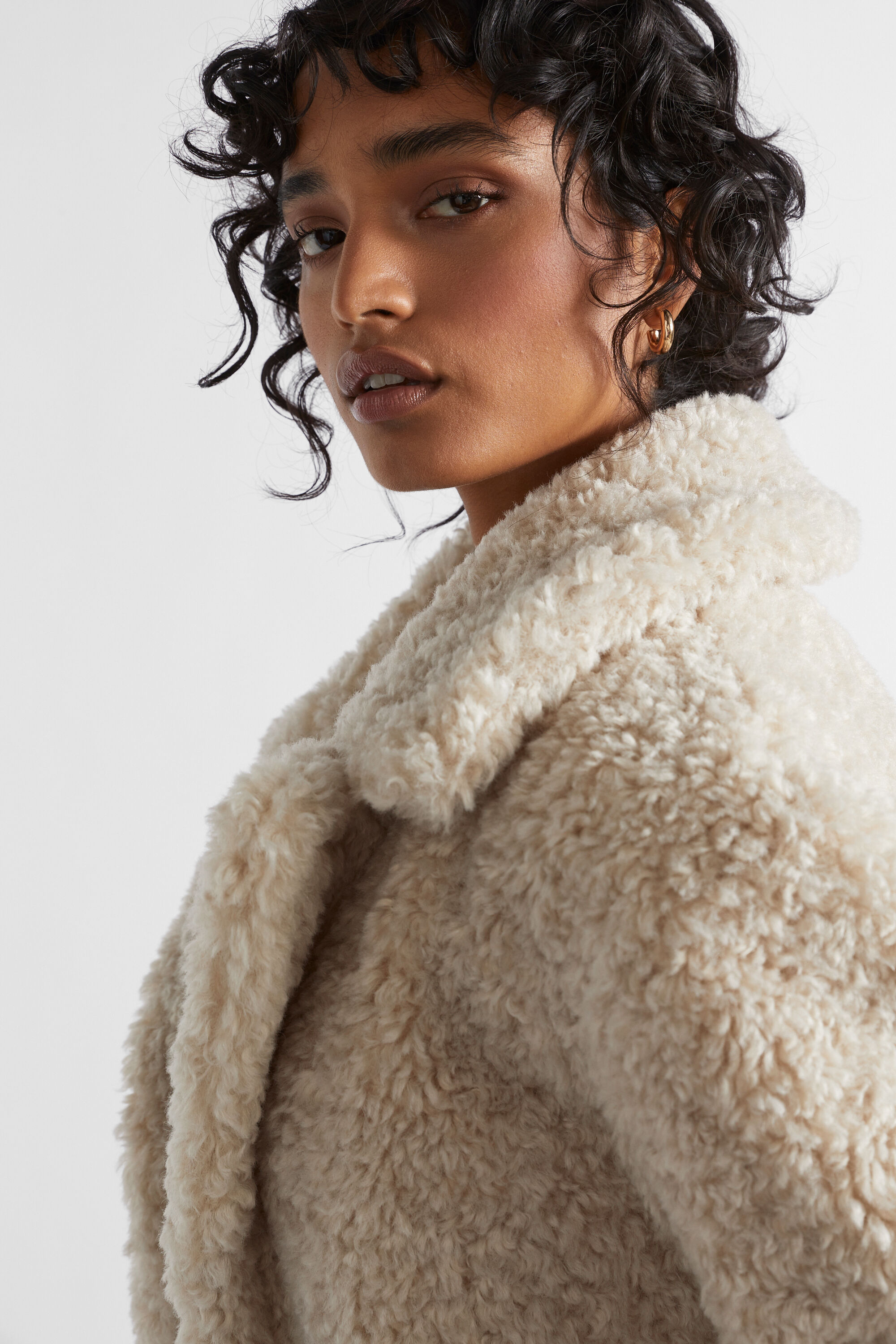 Cropped teddy 2025 jacket cream