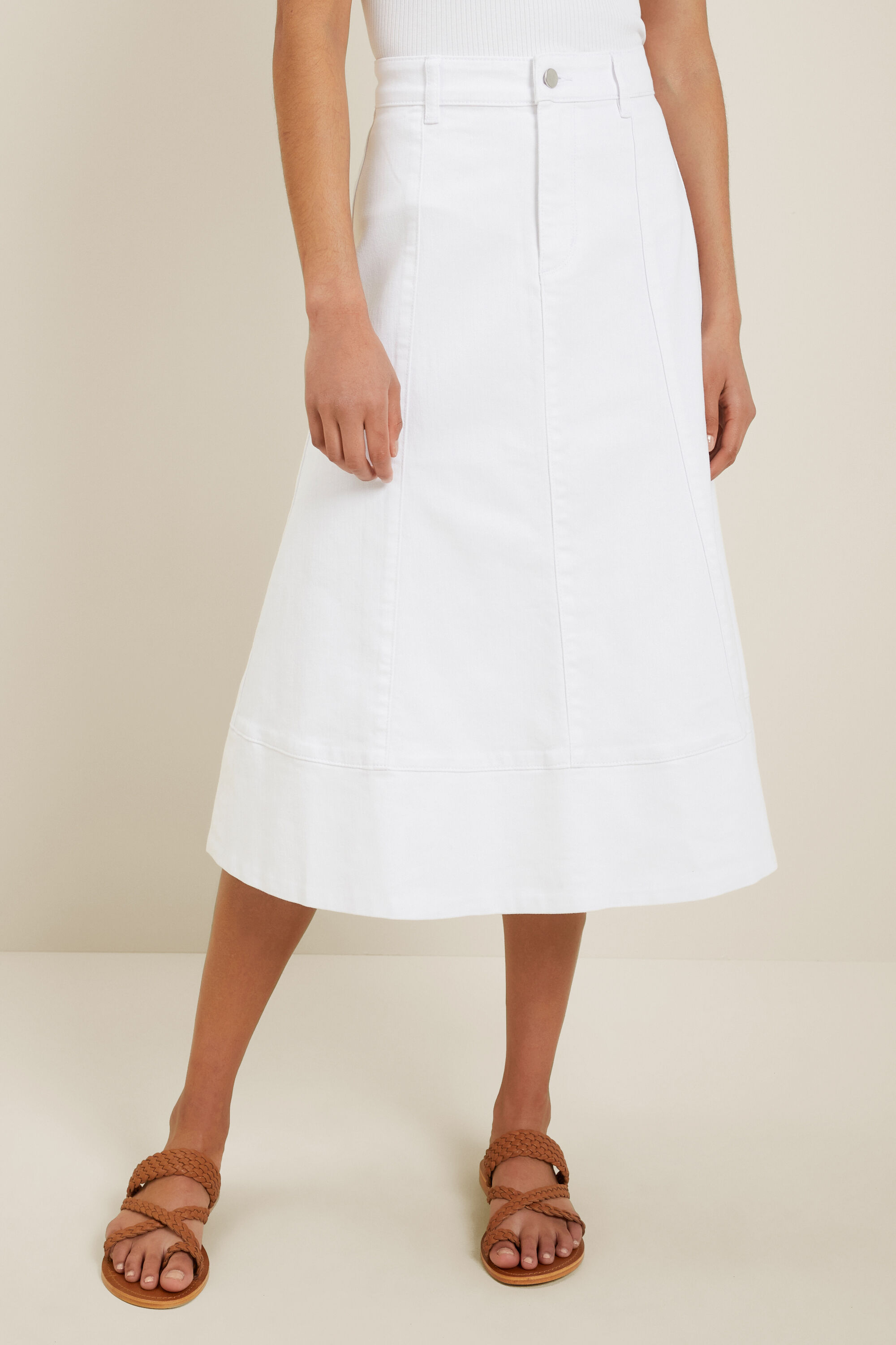 Swing denim outlet a-line midi skirt