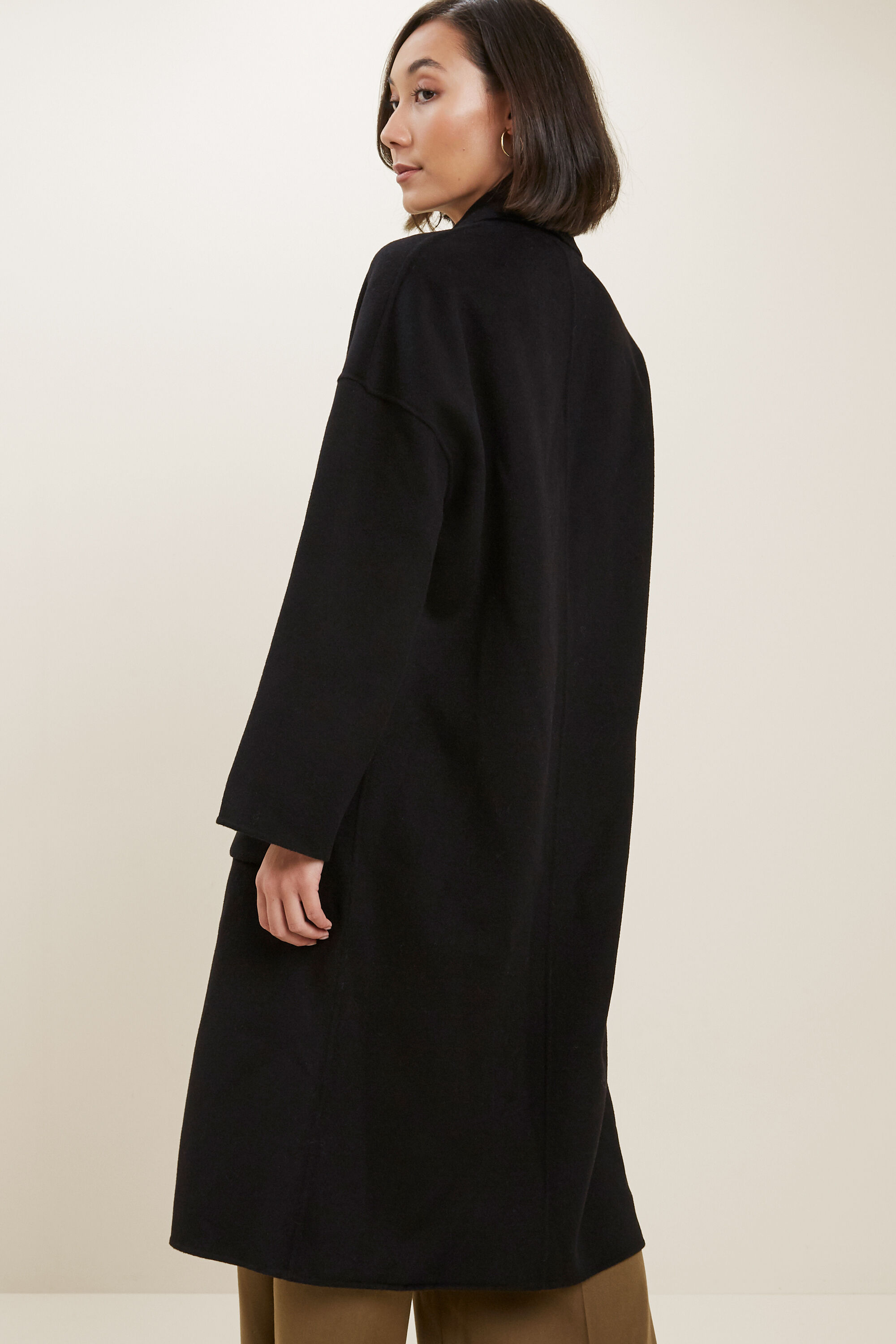 Black wool boyfriend coat sales