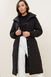 Longline Quilted Puffer Jacket  Black  hi-res