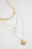 Triple Layer Pearl Necklace  Gold  hi-res
