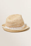 Contrast Raffia Panama Hat  Cloud Cream Multi  hi-res
