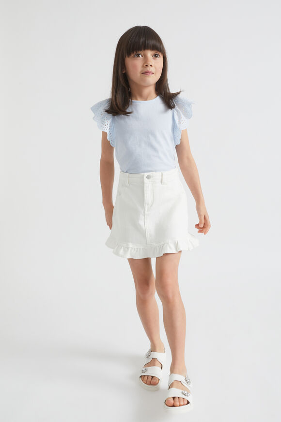 Denim Frill Skirt  Vintage White Wash  hi-res