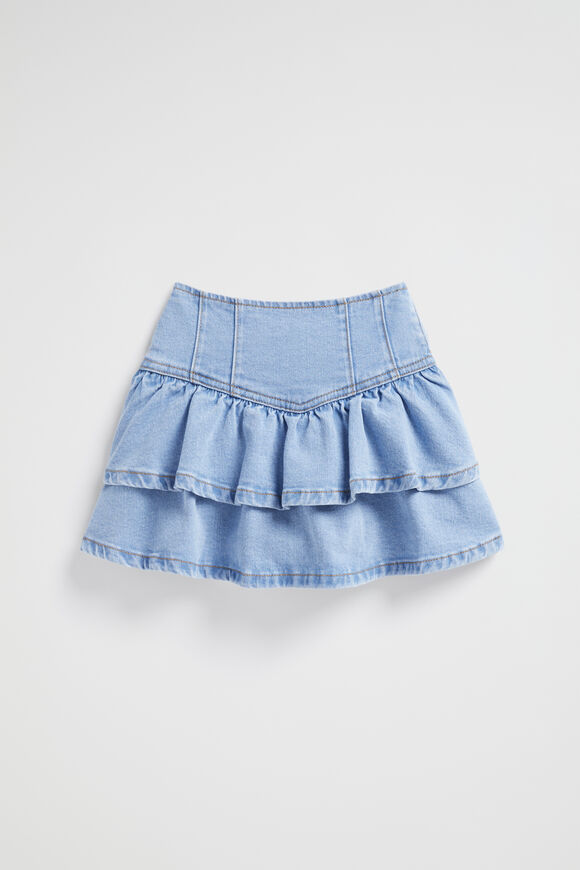 Denim Frill Skirt  Clean Blue Wash  hi-res