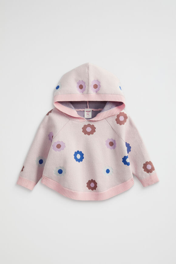Floral Knit Poncho  Dusty Rose  hi-res