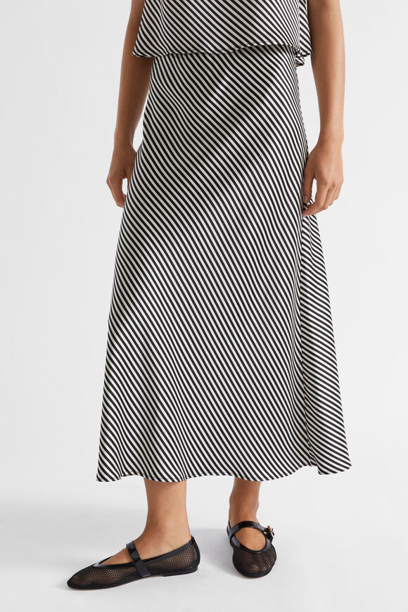 Diagonal Stripe Skirt  Black Stripe  hi-res