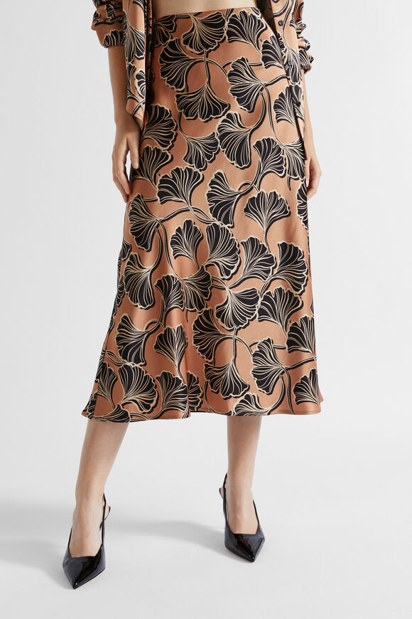 Satin Abstract Floral Skirt  Abstract Floral  hi-res
