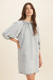 Denim Billow Sleeve Mini Dress  Stone Grey  hi-res