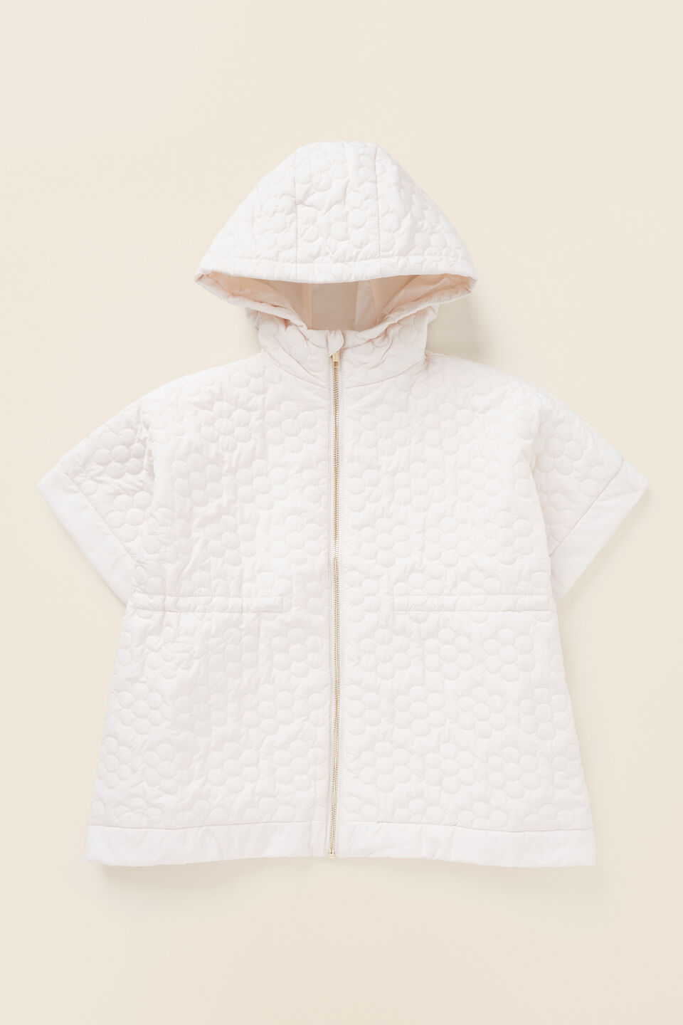 Quilted Poncho  Creme