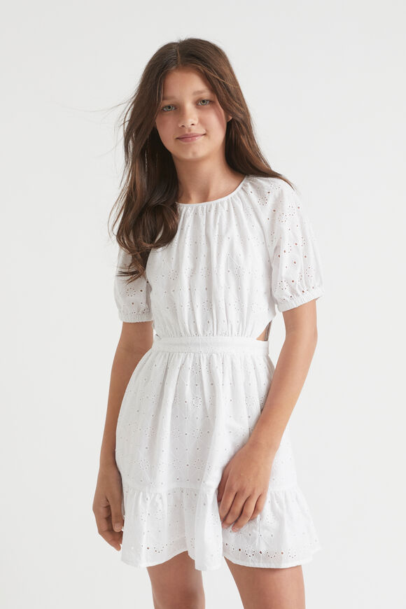Cut-Out Broderie Dress  White  hi-res