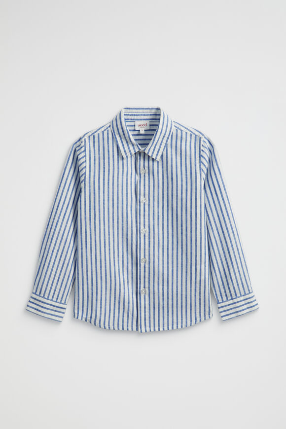 Stripe Linen Shirt  Cobalt Blue  hi-res