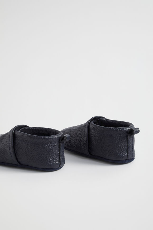 Elasticated Leather Moccasin  Navy  hi-res