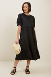 Linen Tiered Midi Dress  Black  hi-res