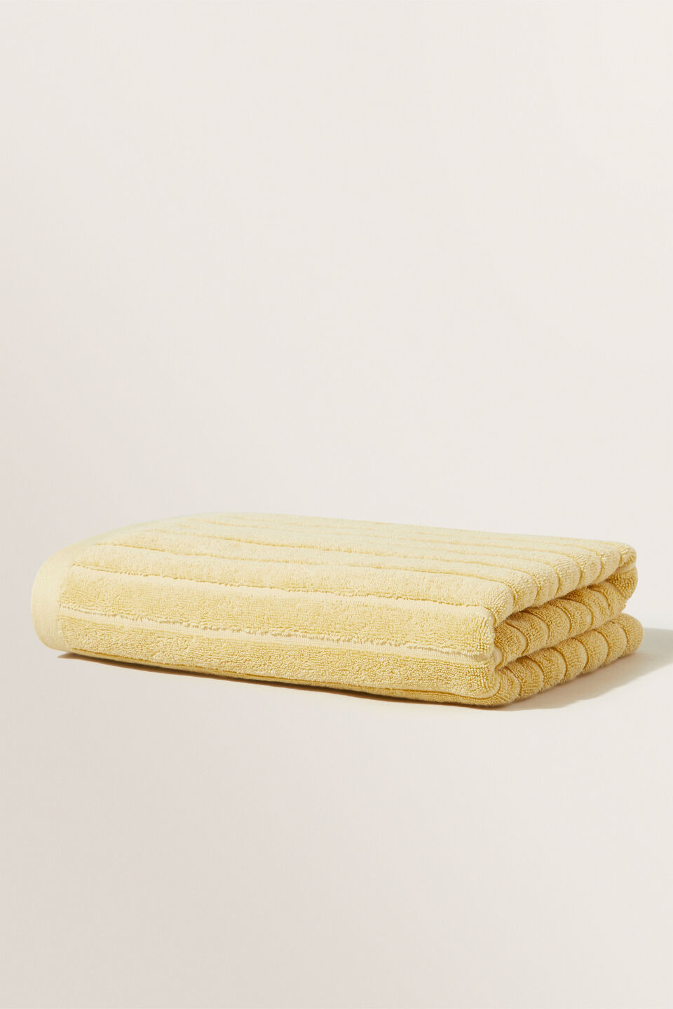 Cotton Stripe Bath Towel   Butter Lemon