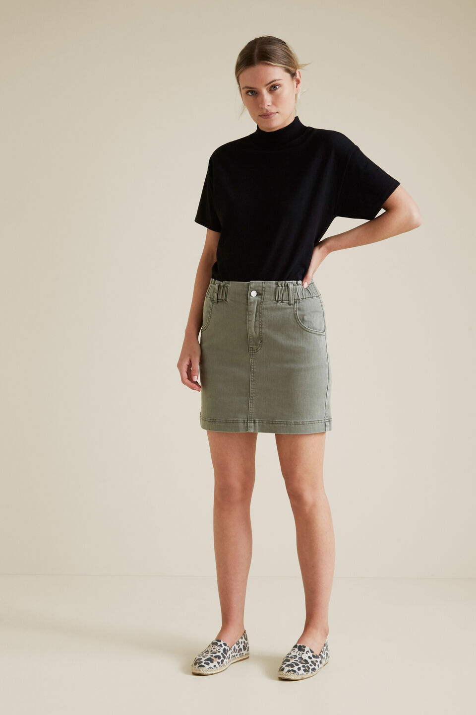 Paperbag Denim Mini Skirt  