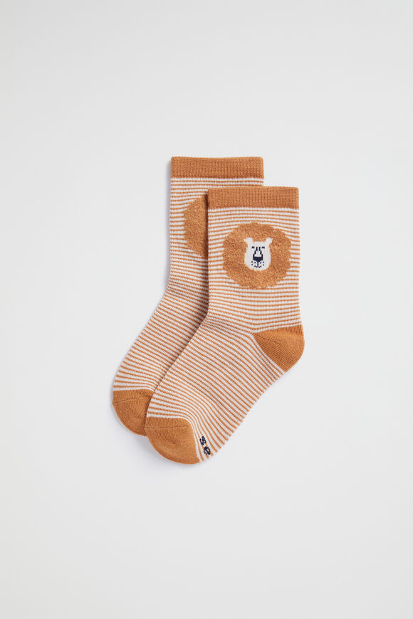 Lion Stripe Sock  Nutmeg  hi-res